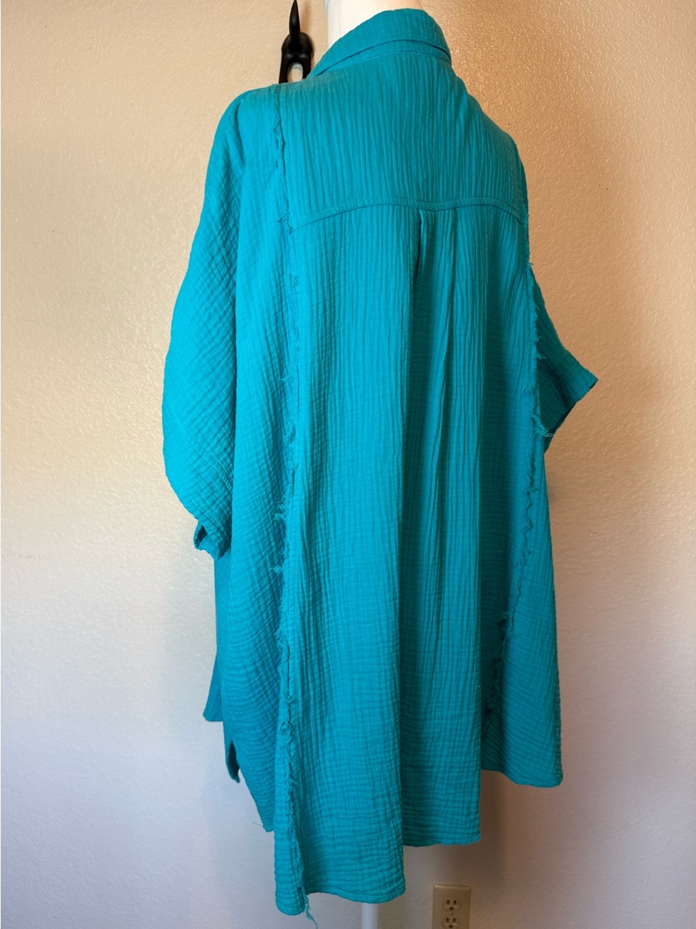 Torrid Dolman Sleeve Soft Gauze Button Up Short Sleeve Top Turquoise Size 2X - Picture 4 of 11